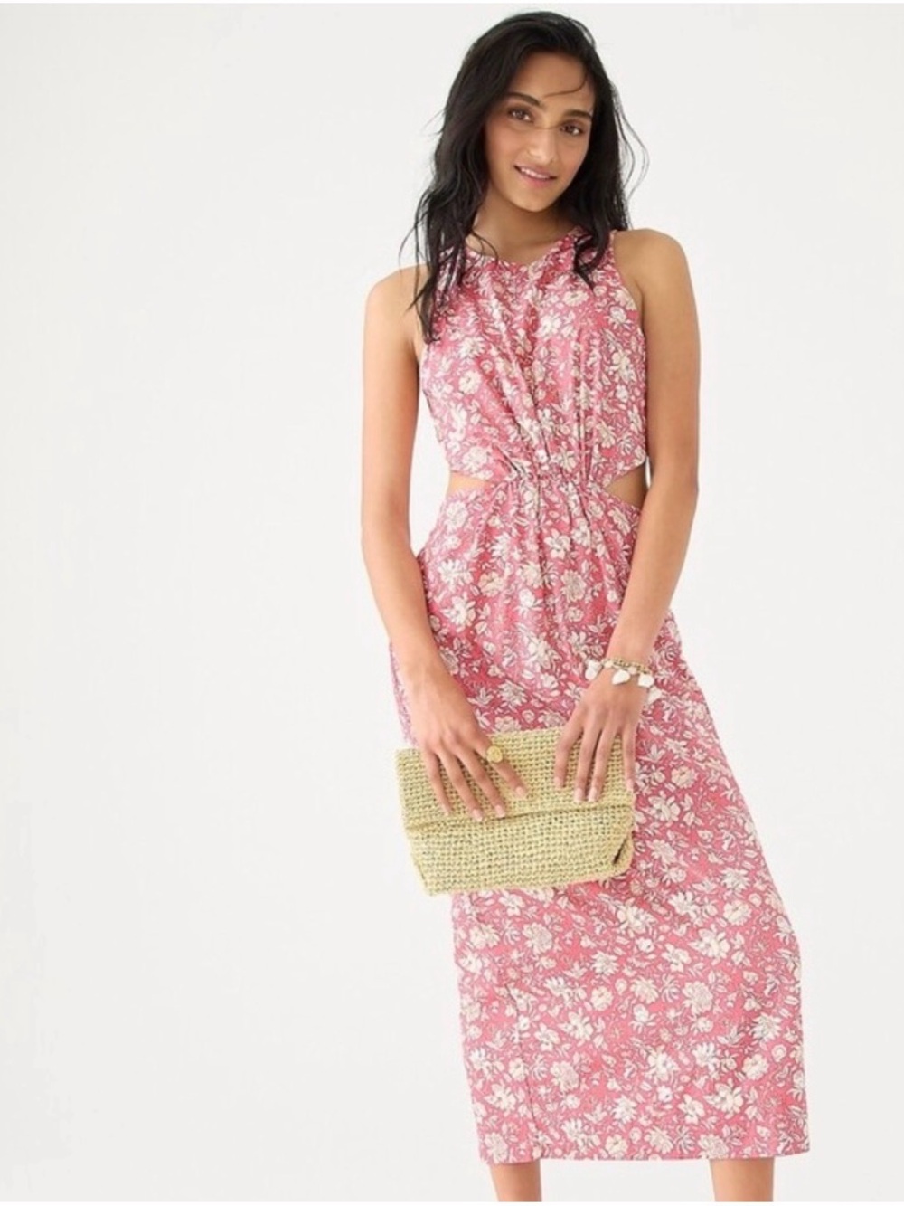 J.Crew Twist Back Midi Dress in Tossed Floral